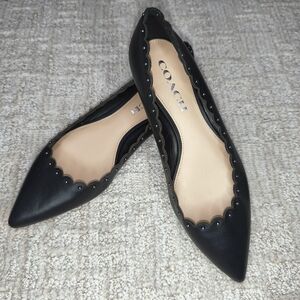 Coach Jill Women's Shoes Size 5 Leather Ballets Black Flats Classic